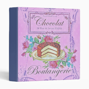 Vintage French Bakery Chocolate Cake Advert 3 Ring Binder