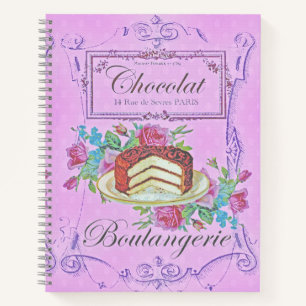 Vintage French Bakery Chocolate Cake Advert Recipe Notebook