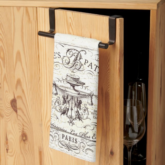 Vintage French bakery Kitchen Towel (Thirds Fold)