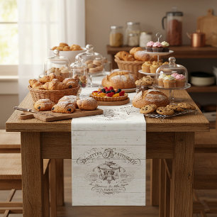 Vintage French Bakery Short Table Runner