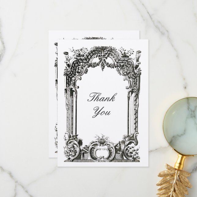 Vintage French Baroque Rococo Thank You Card (Front/Back In Situ)