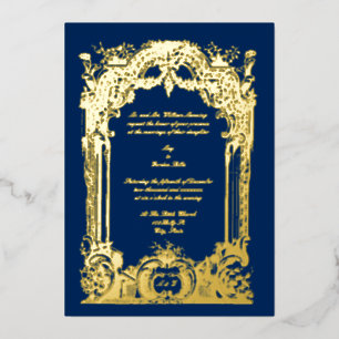 Vintage French Baroque Rococo Wedding Foil Invitation