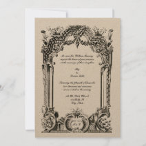 Vintage Arch Vines Ornament Frame Elegant Kraft Invitation