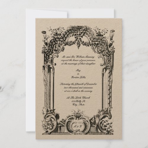 Vintage French Baroque Rococo Wedding Invitation