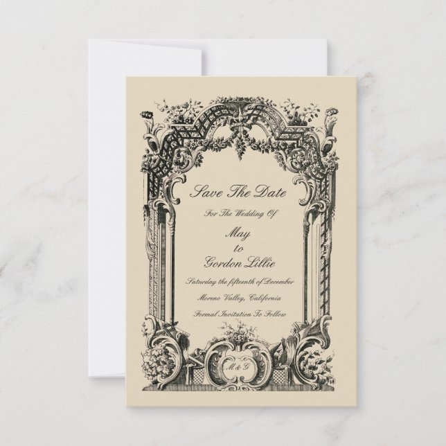 Vintage French Baroque Rococo Wedding Save The Date (Front)