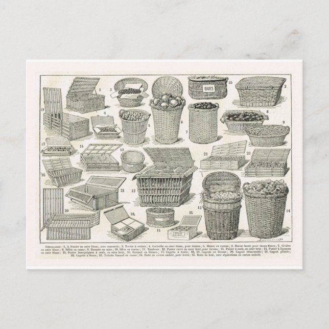 Vintage French Baskets Postcard (Front)