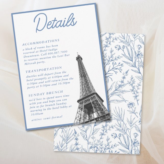 Vintage French Bat Mitzvah Details Enclosure Card (Vintage French Bat Mitzvah Details Enclosure Card
)