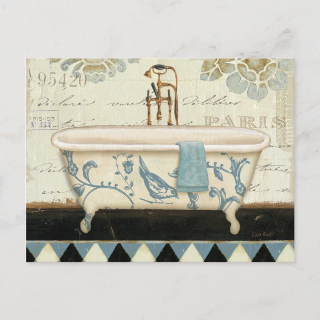 Vintage French Bathtub Postcard (Front)
