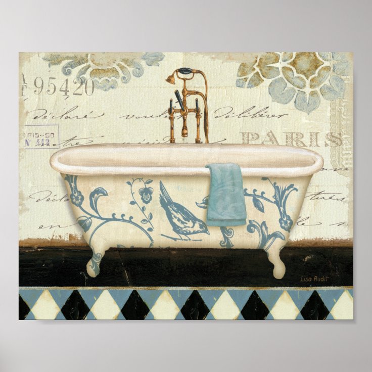 Vintage French Bathtub Poster | Zazzle