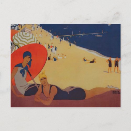 Vintage French Beach Travel Advertisement Postcard