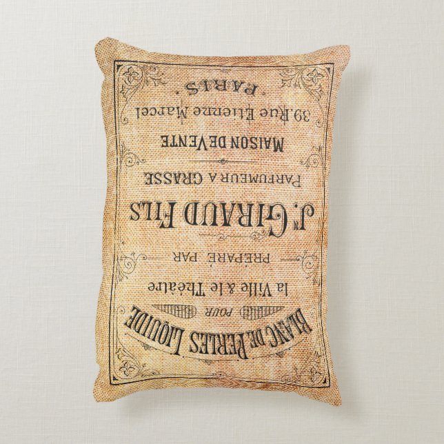 Vintage French beauty label Accent Pillow (Back(Vertical))