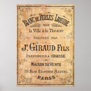 Vintage French beauty label Poster