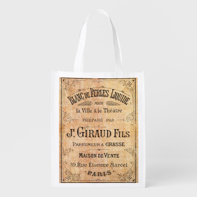 Vintage French beauty label Reusable Grocery Bag | Zazzle