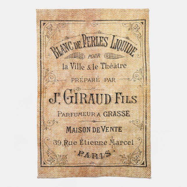 Vintage French beauty label Towel (Vertical)