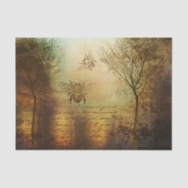 Vintage French Bee in The woods Tissue Paper (Front)