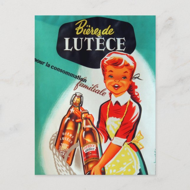 Vintage French Beer Advertisment Postcard (Front)