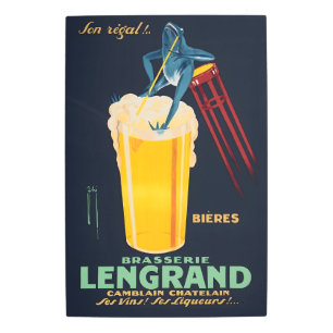 Vintage French Beer Poster Brasserie Lengrand Frog