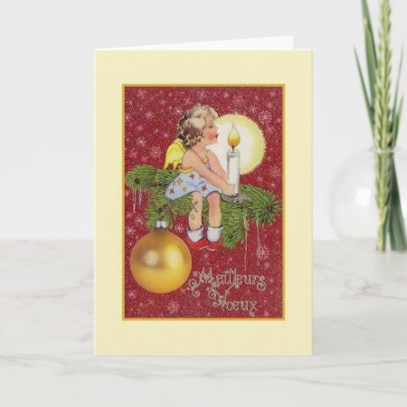 Vintage French Best Wishes Christmas Card