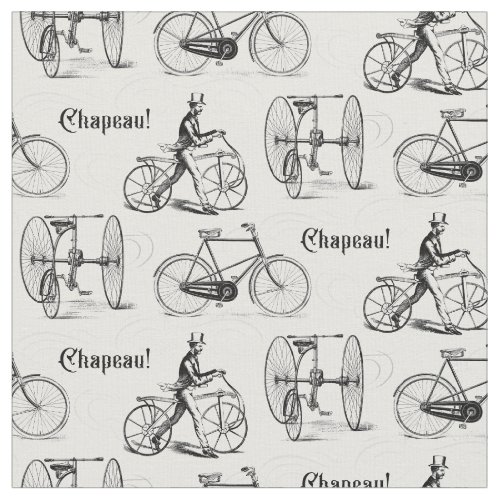 Vintage French Bikes Elegant Classic Cyclist Fabric