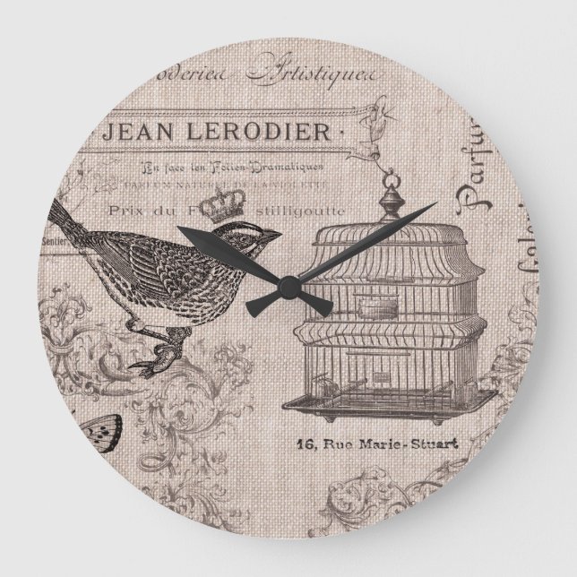 Vintage French Bird wall clock (Front)