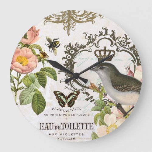 Vintage French Bird with crown wall clock