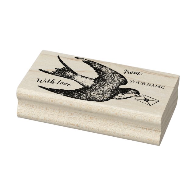 Vintage French Bird with Letter Stamp (Stamp)