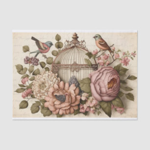 Vintage French Birdcage, butterflies,  Tissue Paper