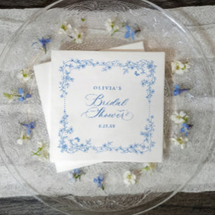 Vintage French Blue and White Wreath Bridal Shower Napkins