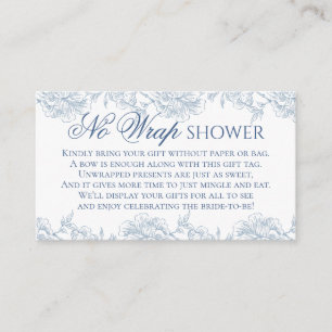 Vintage French Blue Floral Toile No Wrap Shower Enclosure Card