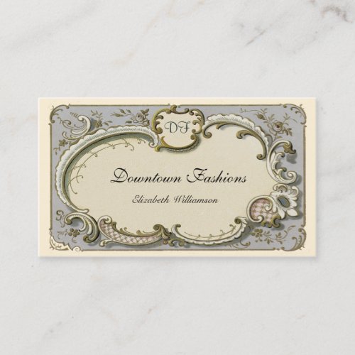 Vintage French Blue Scroll Business Cards