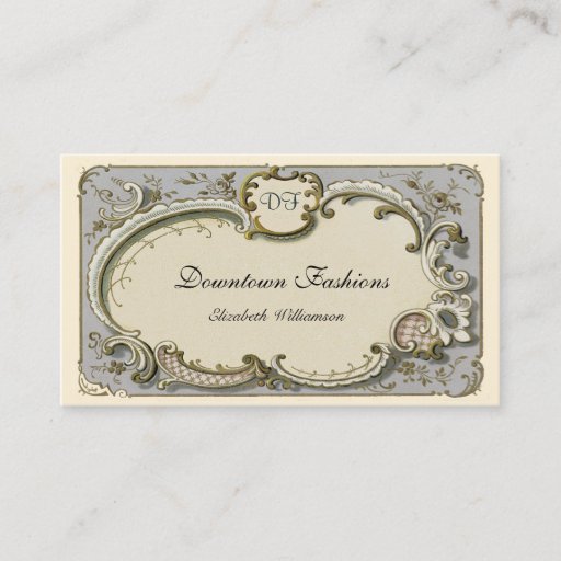Customizable Vintage French Blue Scroll Business Cards