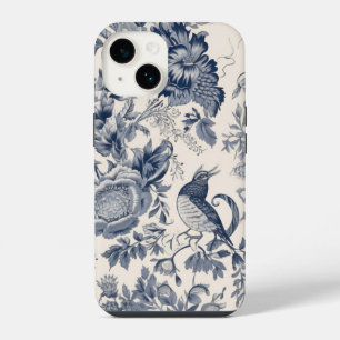 Vintage French Blue Toile Fleurie iPhone 14 Case