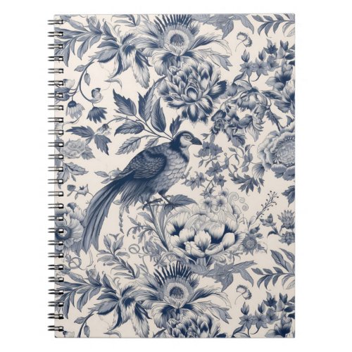 Vintage French Blue Toile Fleurie Notebook