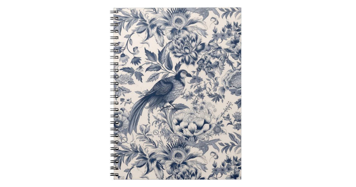 Vintage French Blue Toile Fleurie Notebook | Zazzle