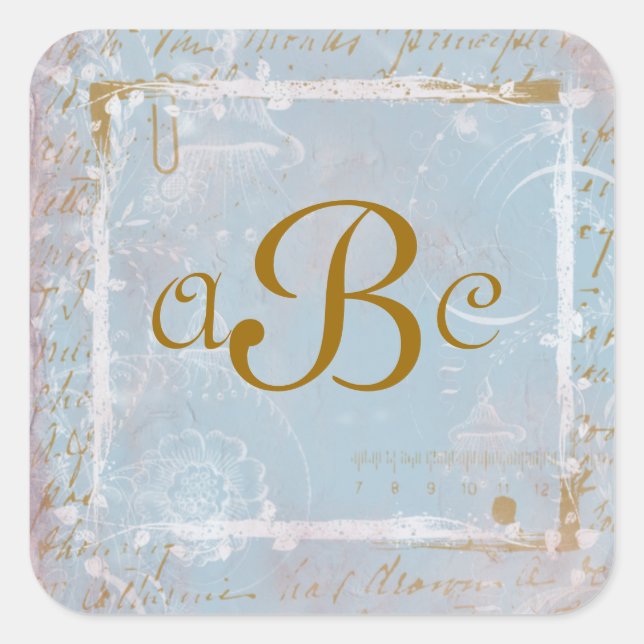 Vintage French Blue Toile & Script Custom Stickers (Front)