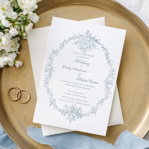 Vintage French Blue Wedding Frame Invitation