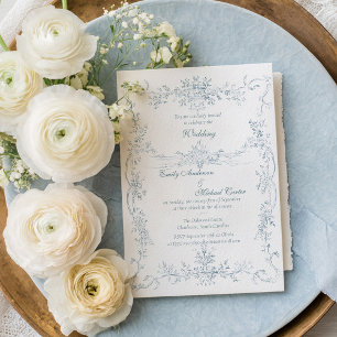 Vintage French Blue Wedding Frame Invitation