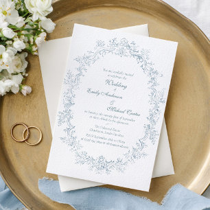 Vintage French Blue Wedding Frame Invitation
