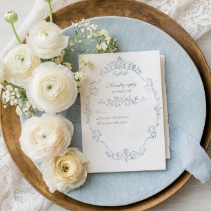 Vintage French Blue Wedding Frame RSVP Card