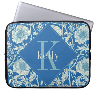 Vintage French Blue William Morris Monogram Laptop Sleeve