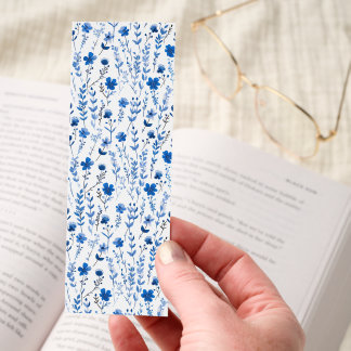 Vintage French Bold Blue Cottage Wildflowers Bookmarks