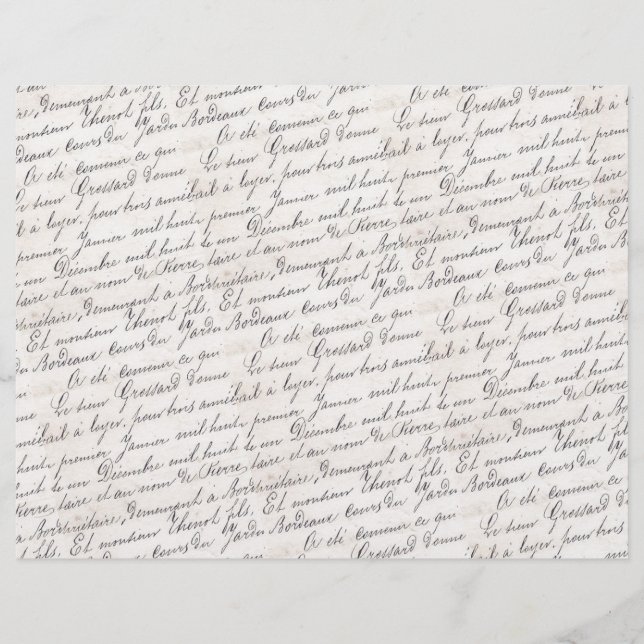 Vintage French Bordeaux Jardin Handwritten Script  (Front)
