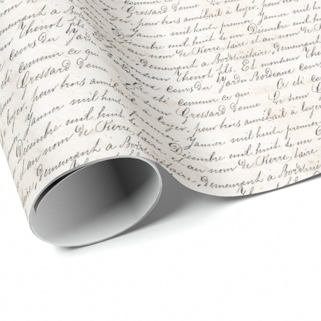 Vintage French Bordeaux Jardin Handwritten Script Wrapping Paper | Zazzle