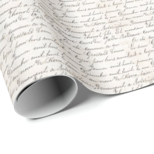 Vintage French Bordeaux Jardin Handwritten Script Wrapping Paper