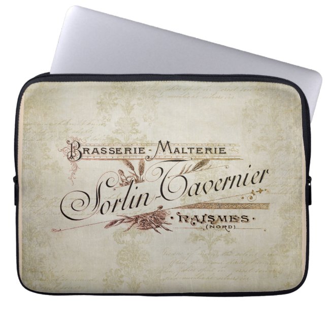 Vintage French Brewery Advertisement Laptop Sleeve (Front)