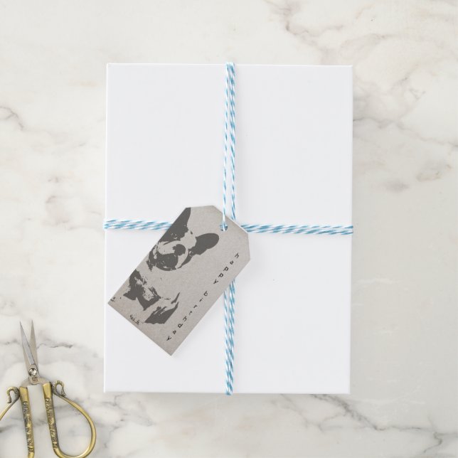 Vintage French Bulldog Birthday Gift Tag (With Twine)