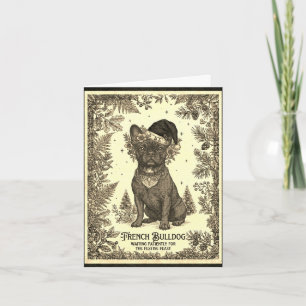 Vintage French Bulldog Christmas Card w/Bio