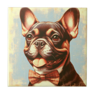 Vintage French Bulldog Painting Portrait Ceramic Tile