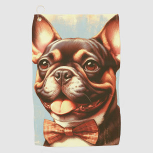 Vintage French Bulldog Painting Portrait Golf Towel