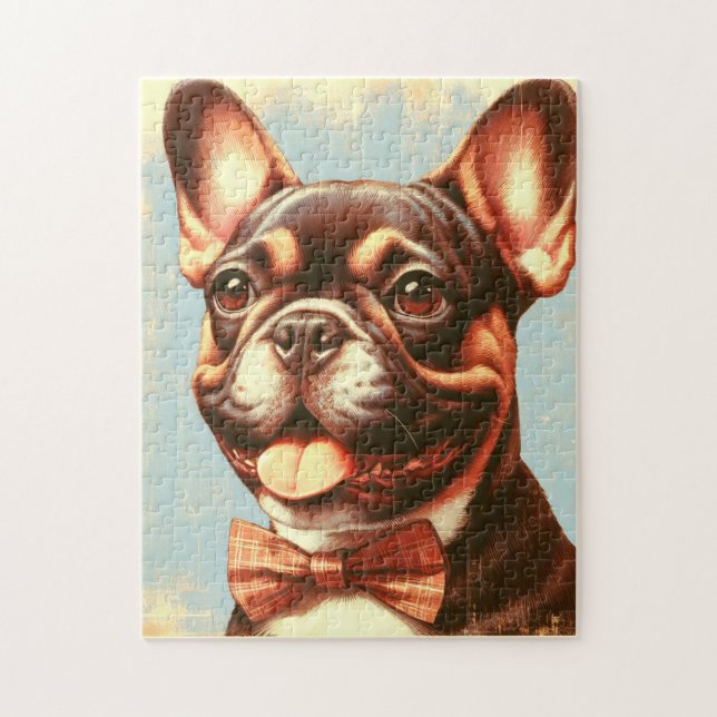 Vintage French Bulldog Painting Portrait Jigsaw Puzzle (Vertical)